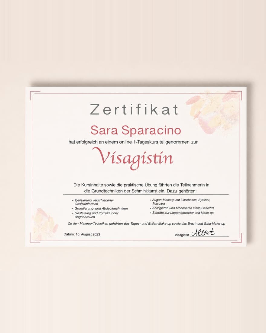 Zertifikat: Visagistin